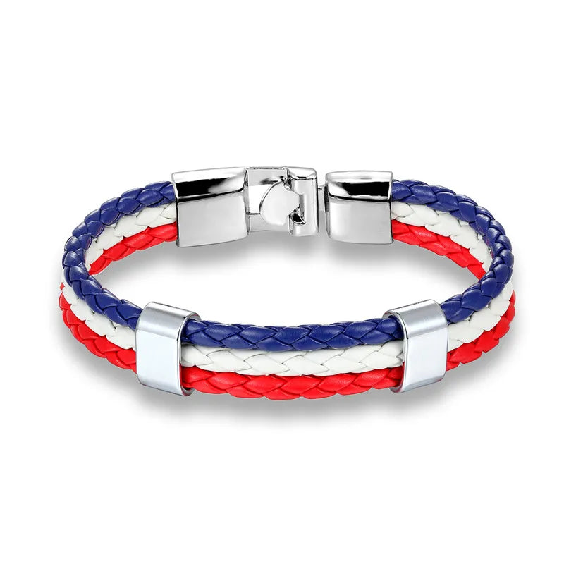 High Quality Country Flag Leather Bracelet for Men Women