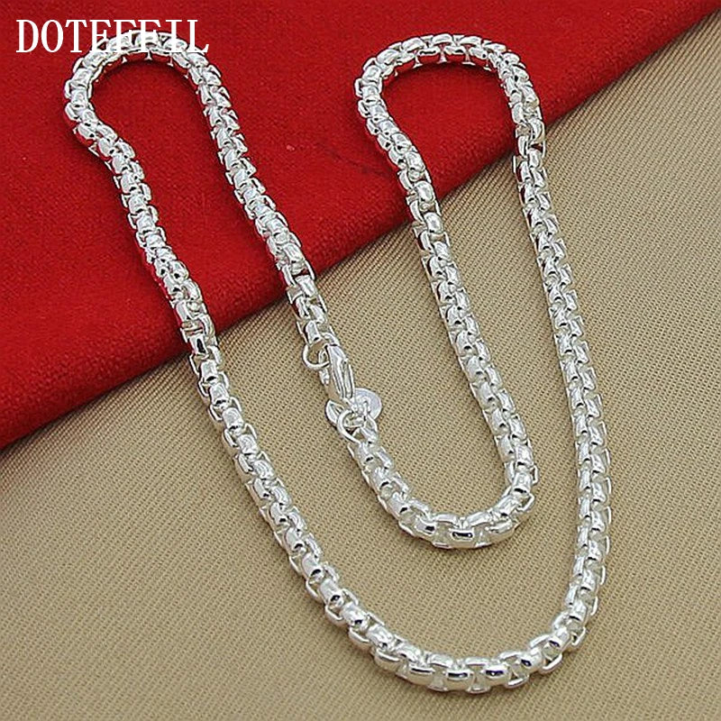 925 Sterling Silver 5mm Round Box Chain Necklace For Woman Men