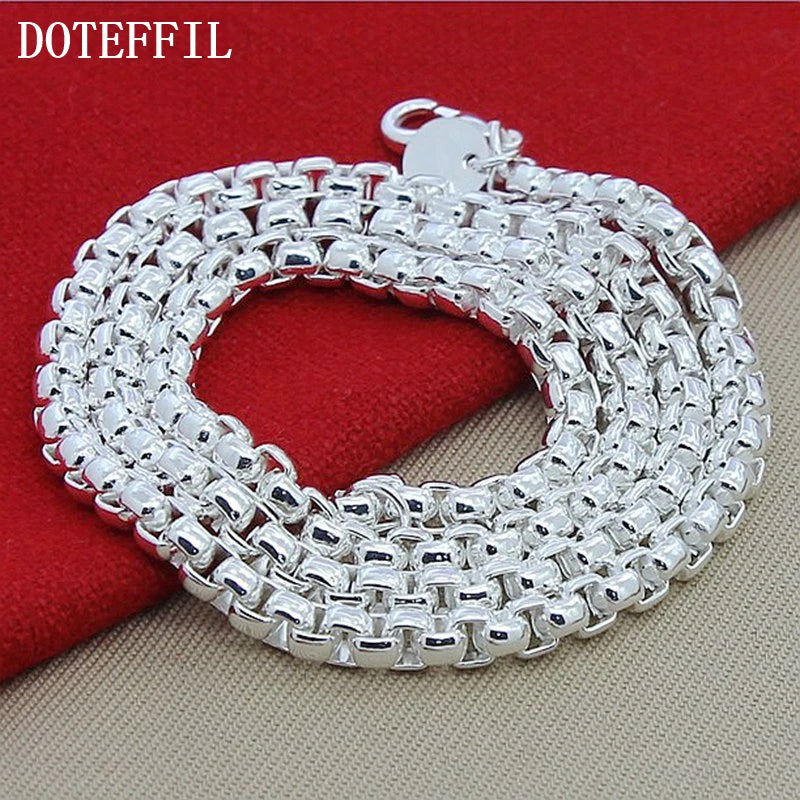 925 Sterling Silver 5mm Round Box Chain Necklace For Woman Men