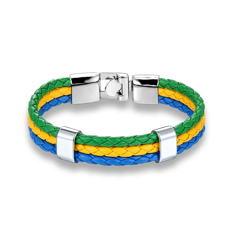 High Quality Country Flag Leather Bracelet for Men Women