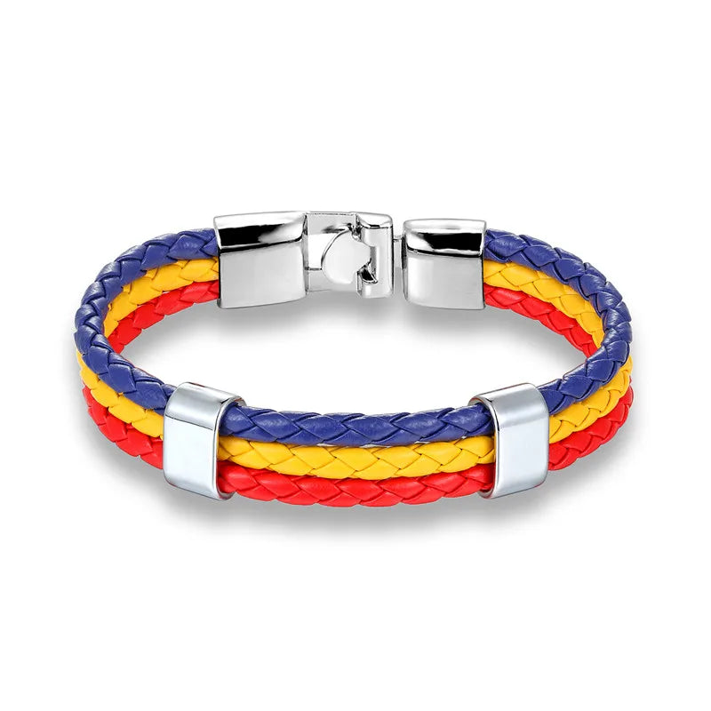 High Quality Country Flag Leather Bracelet for Men Women