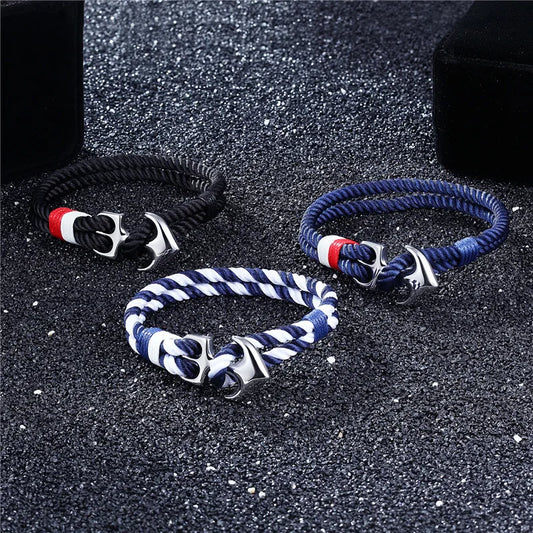 Anchor Bracelets Men Charm Nautical Survival Rope Chain Paracord Bracelet