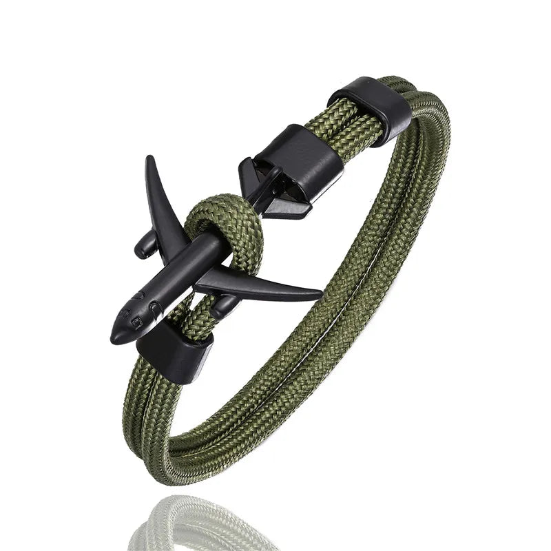 Men Women Charm Survival Rope Chain Bracelet Metal Airplane Hooks