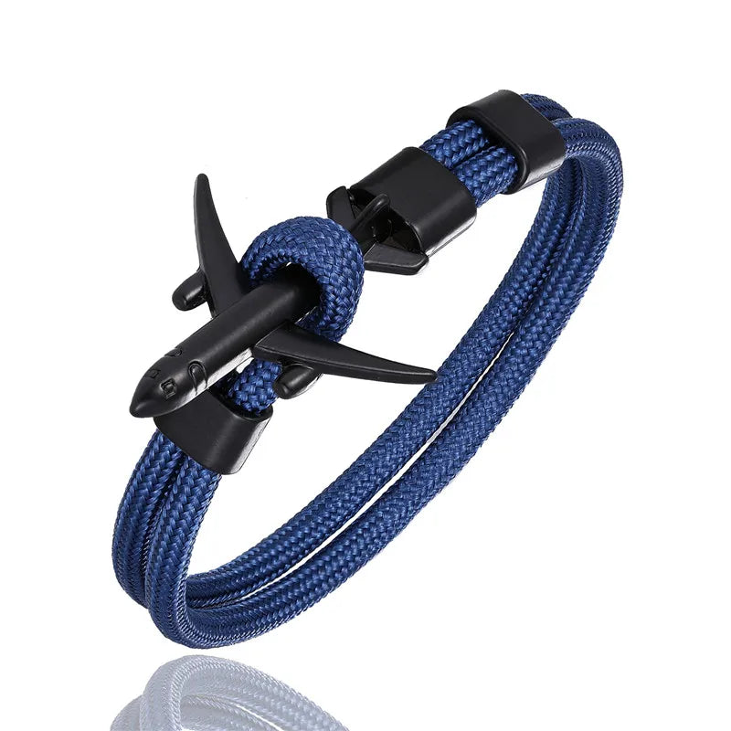 Men Women Charm Survival Rope Chain Bracelet Metal Airplane Hooks