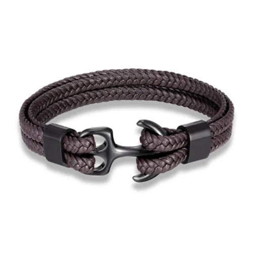 Fashion Leather Bracelet for Men Braid Multilayer Rope Chain