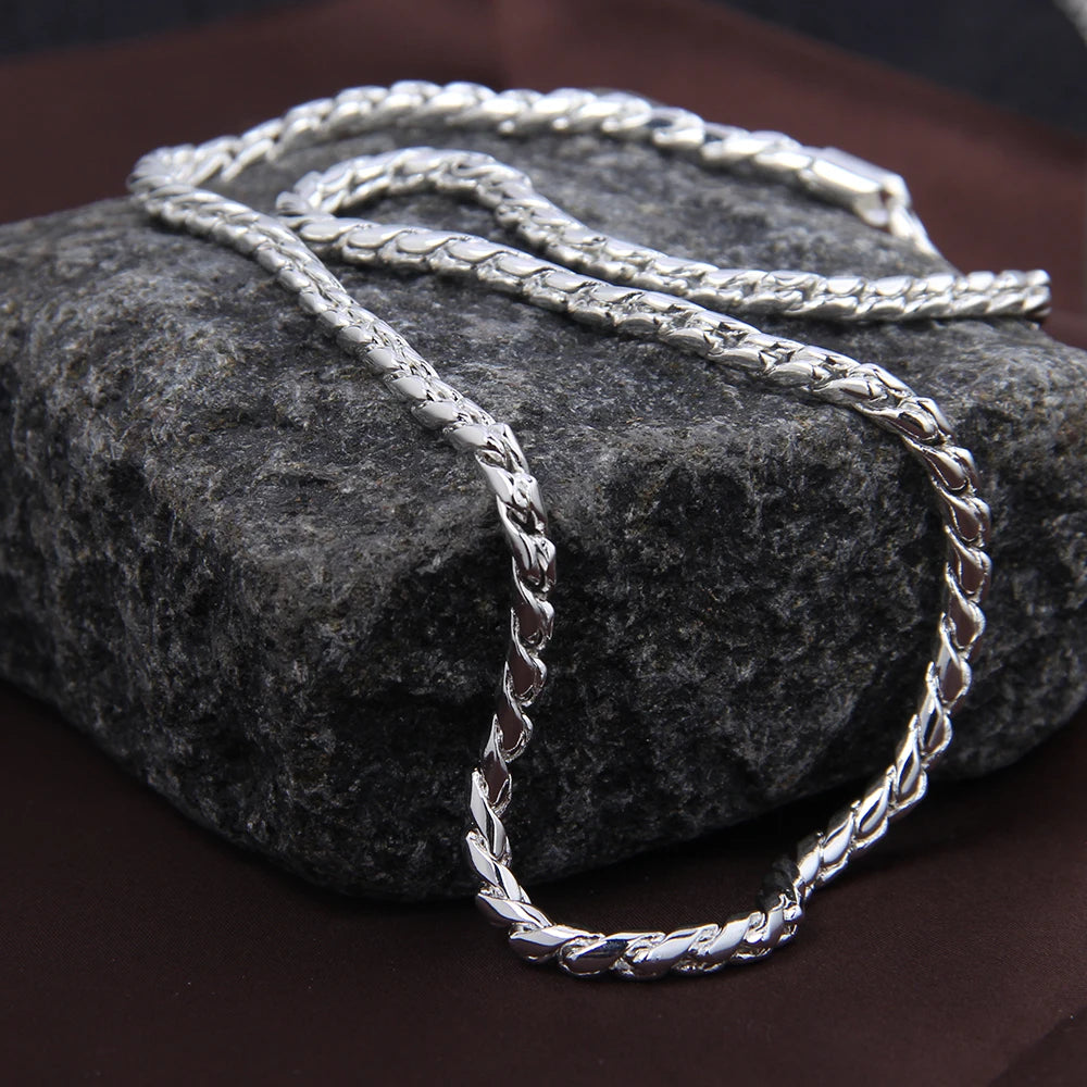 925 Sterling Silver 5mm Snake Chain Necklace for Woman Man