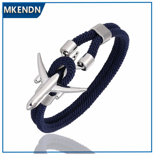 Unisex Airplane Anchor Bracelets Charm Rope Bracelet