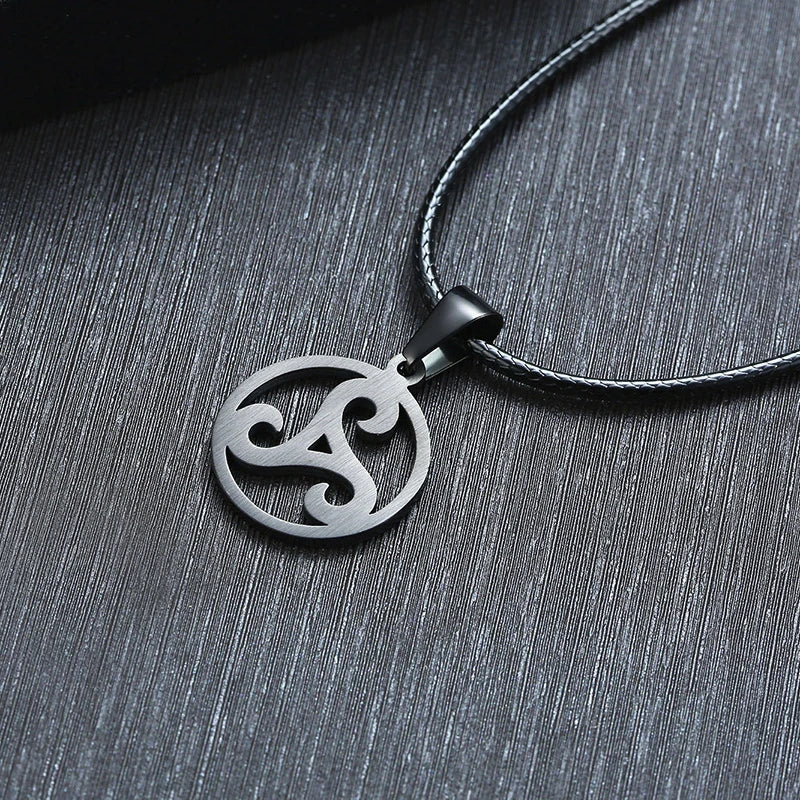 Triskele Mens Necklace Stainless Steel Triskelion Triple Spiral Pendant