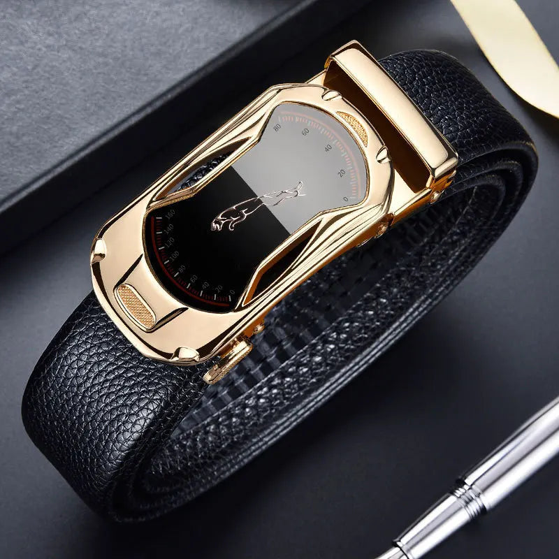 Automatic Buckle Genuine Leather Mens Belt Jeans High Quality