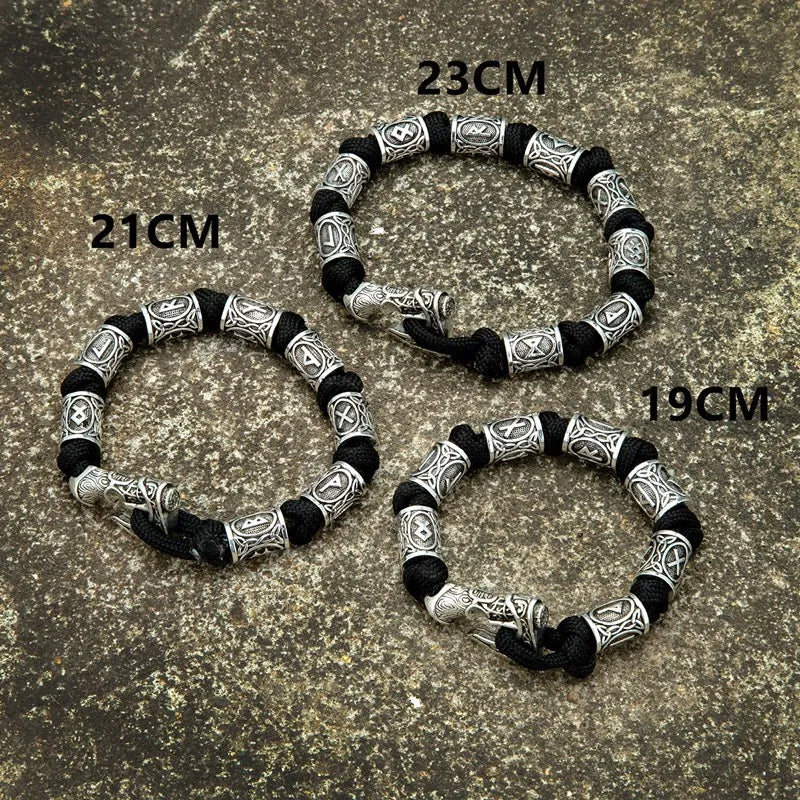 Men Viking Celtic Rune Beads Axe Bracelet Handmade Woven Norse Amulet