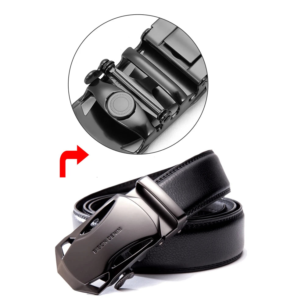 Mens Belt Cow Leather Belts Automatic Buckle