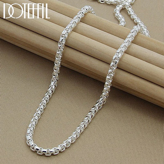 925 Sterling Silver 5mm Round Box Chain Necklace For Woman Men