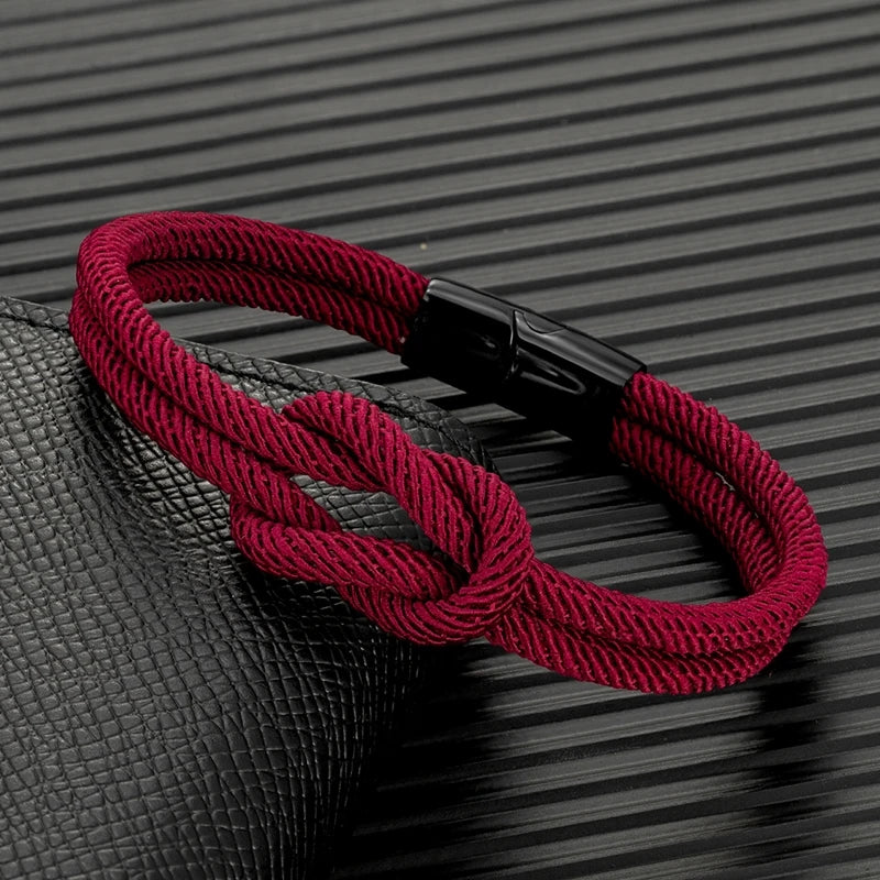 Unisex Double Layer Knotted Rope Bracelet