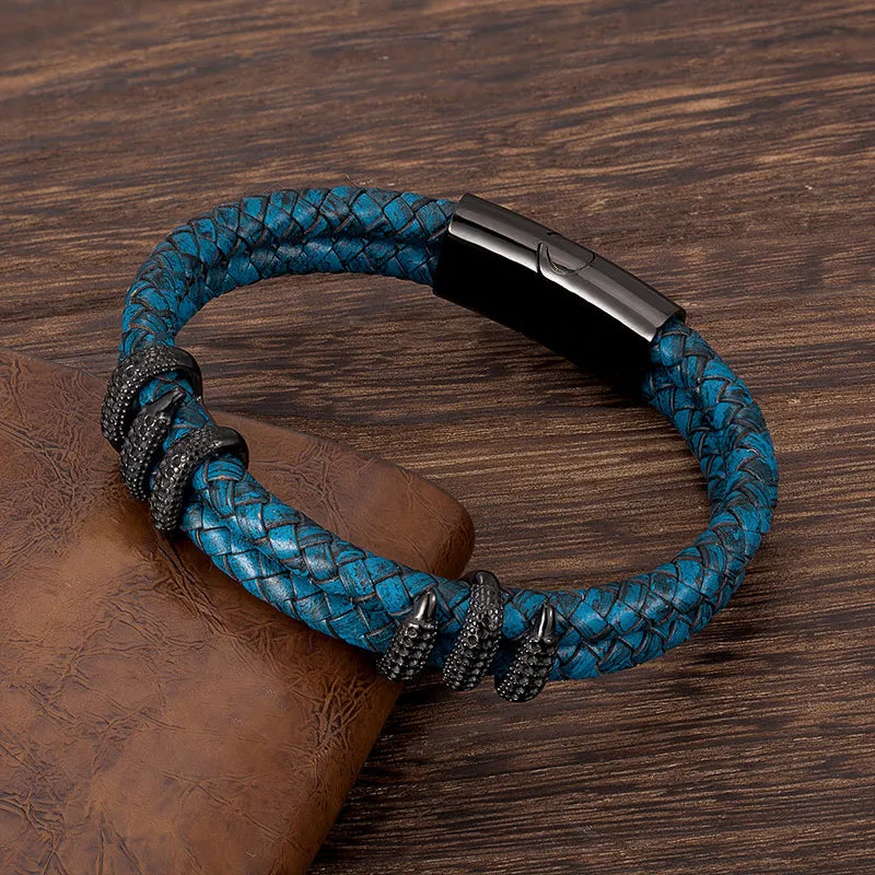 Punk Men Vintage Braided Leather Bracelet Handmade