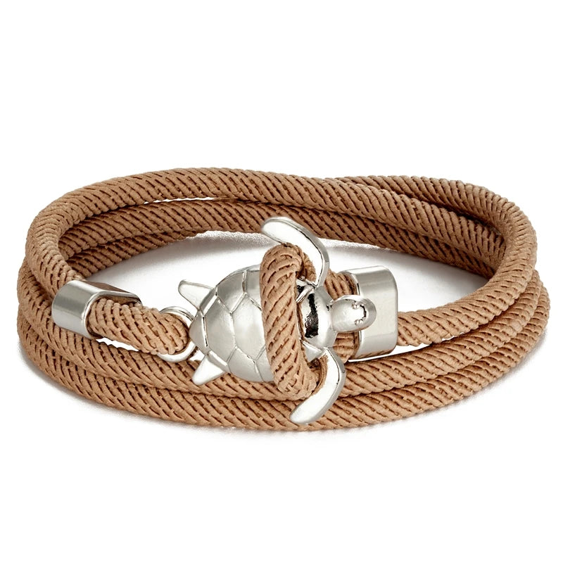 Hand Braided Sea Turtle Viking Bracelet Charms Rope For Men Women