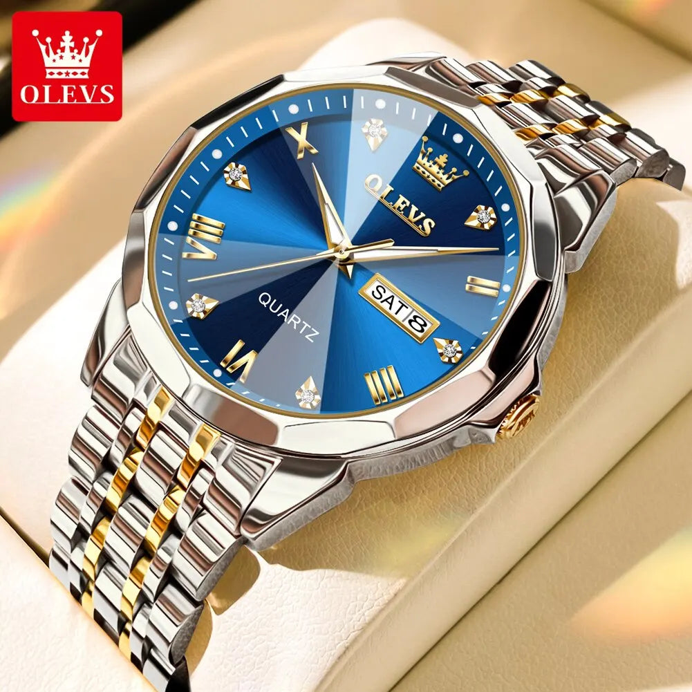 Mens Quartz Watch Waterproof Luminous Stainless Steel