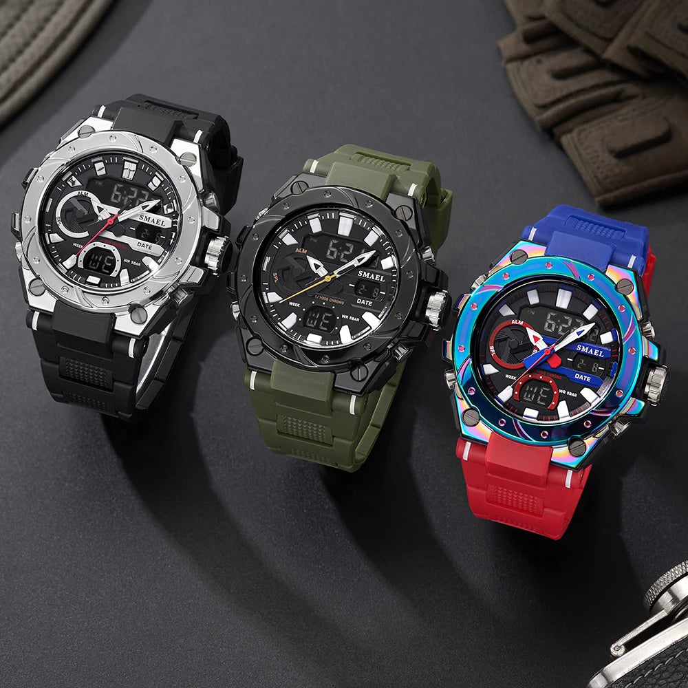 Mens Watch Wateproof LED Stopwatches Alarm Multifunctional Wristwatch