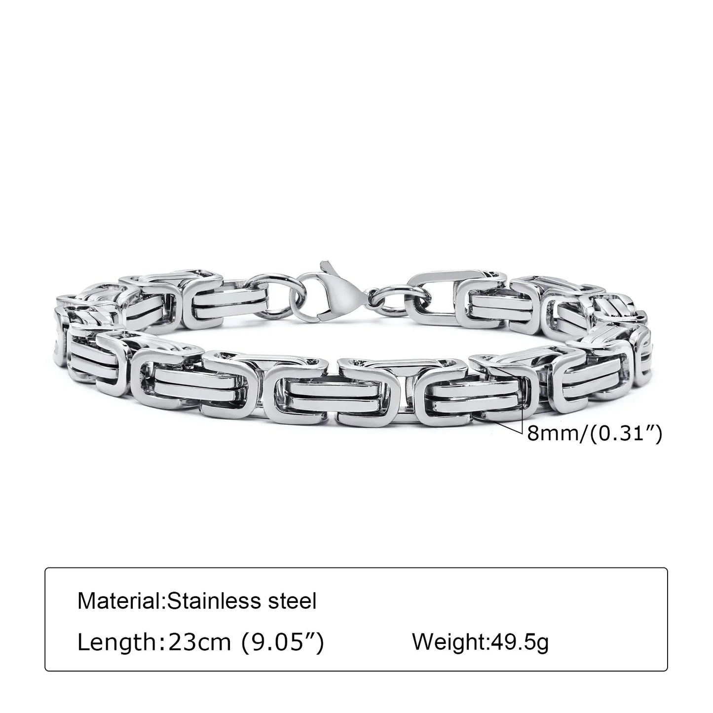 Stylish Byzantine Chain Unisex Bracelet Stainless Steel Link Wristband