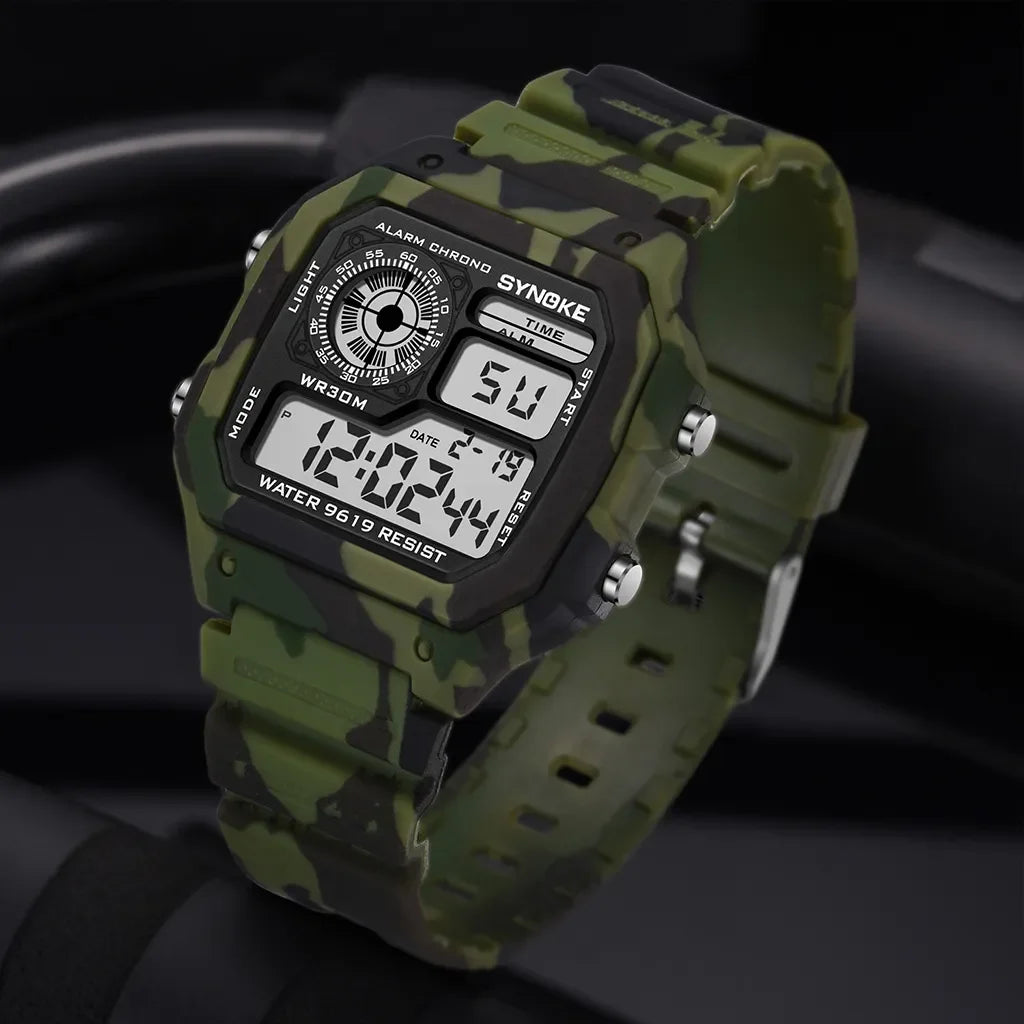 Outdoor Military Mens Digital Watch Sports Waterproof Multifunctional Luminous