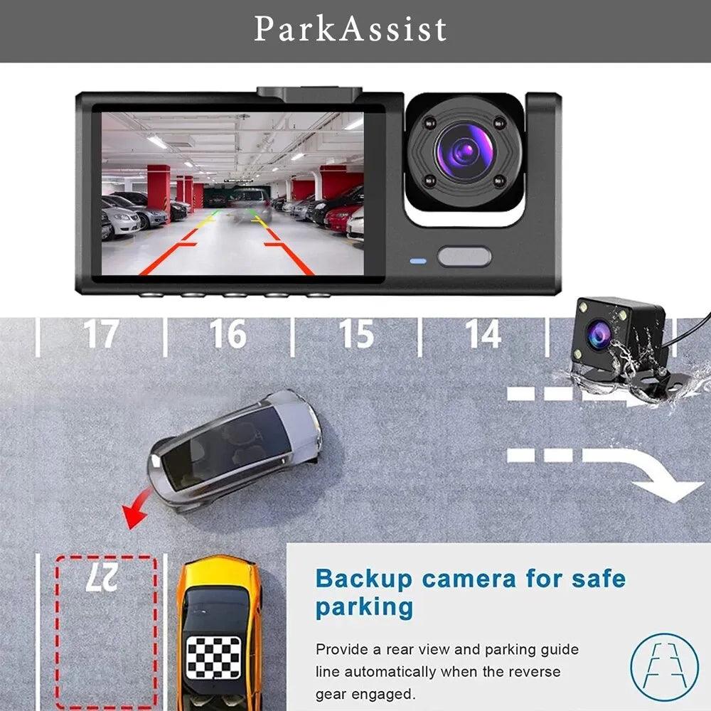 DVR HD 1080P 3-Lens Inside Vehicle Dashcam - On Sale On