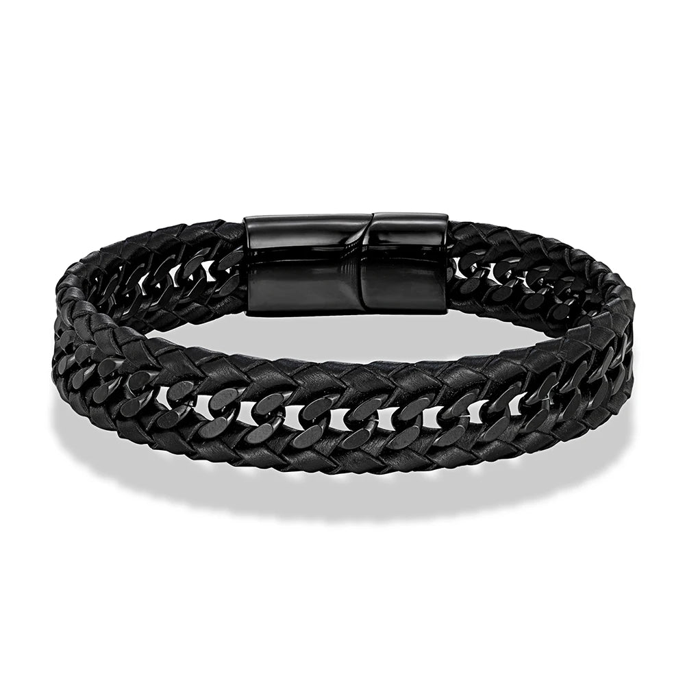 Punk Men Braided Woven Leather Bracelets for Friend Charm