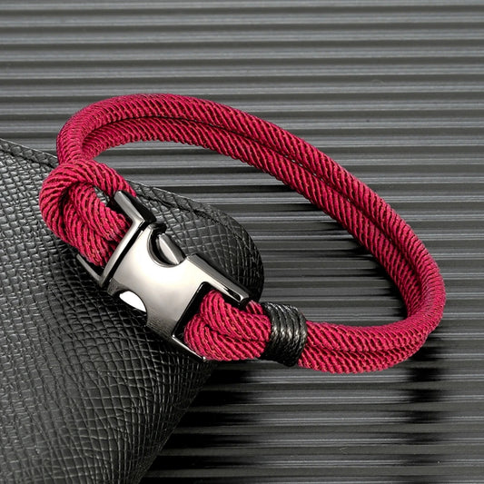 Unisex Safty Buckle Bracelets Charm Nautical Survival Rope Bracelet