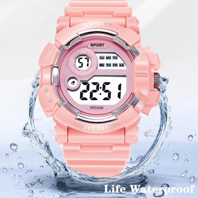 Kids Digital Watch Luminous Waterproof Alarm Boys Girls Watch