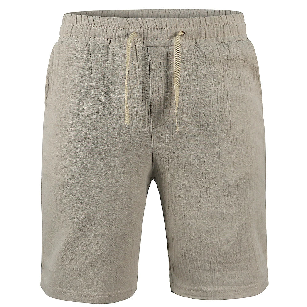 Mens Cotton Linen Shorts Pants Male Summer Breathable Trousers