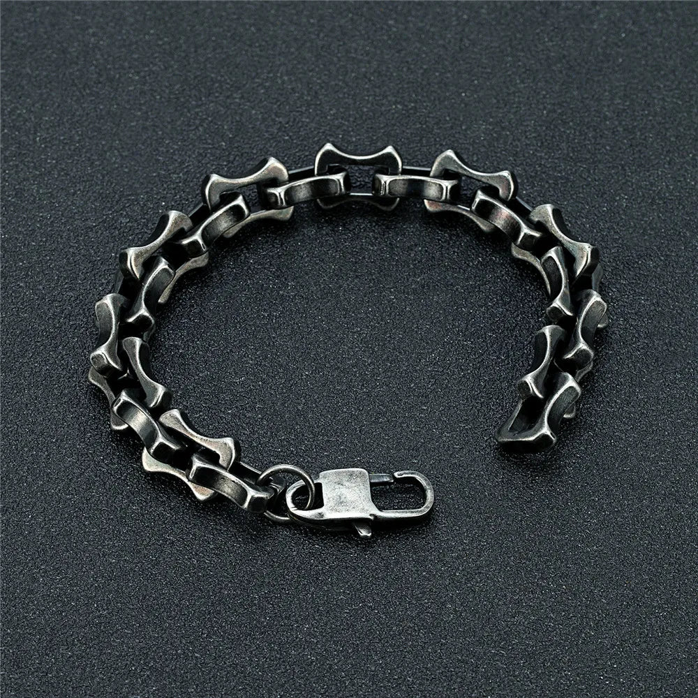 Locomotive Vintage Oxidized Black Keel Chain Link Men Bracelet