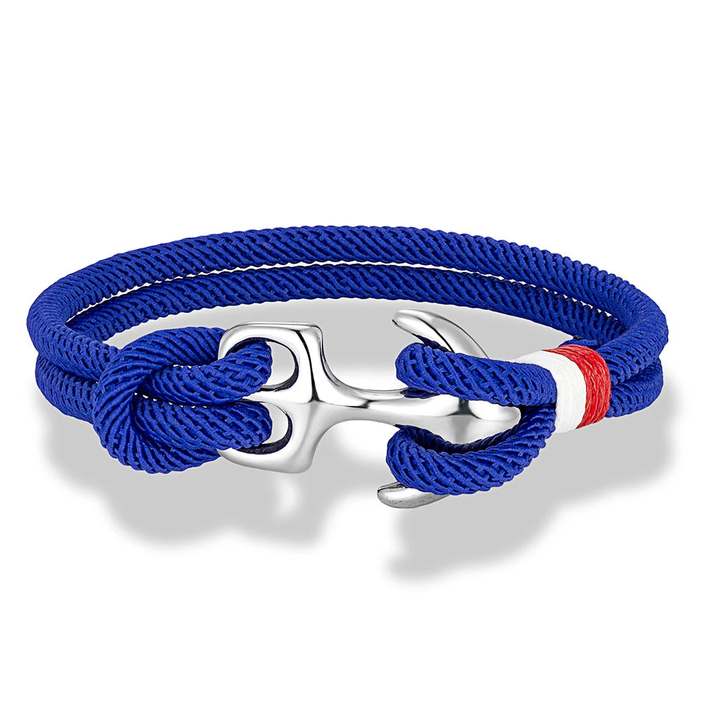 Men Women Nautical Survival Rope Bracelets Stainless Steel Anchor Buckle