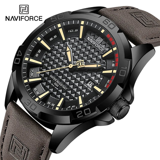 Mens Casual Sport Military Quartz Leather Waterproof Watch