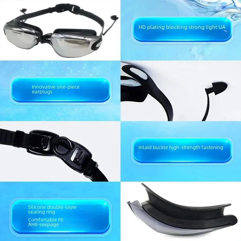 High Definition Unisex Electroplated Silicone Waterproof Swimming Goggles