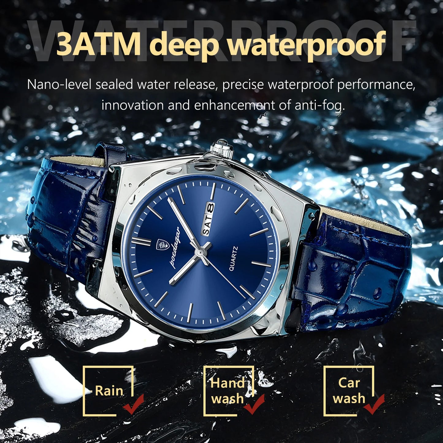 Luxury Watch Mens Military Leather Quartz Waterproof Luminous Wristwatch