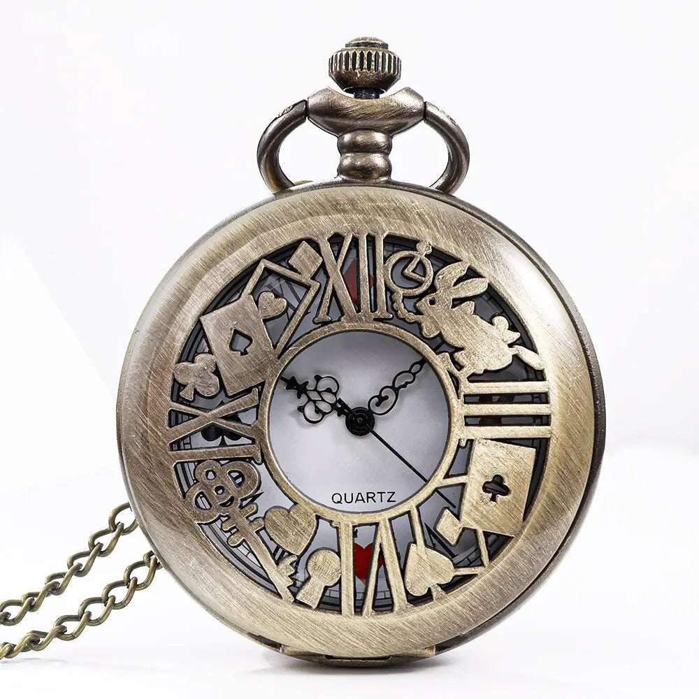 Bronze Quartz Retro Pocket Fob Watch Pendant Necklace Pocket Watch