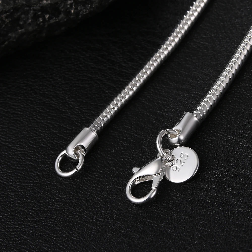 925 Sterling Silver Solid Snake Chain Necklace For Men Women