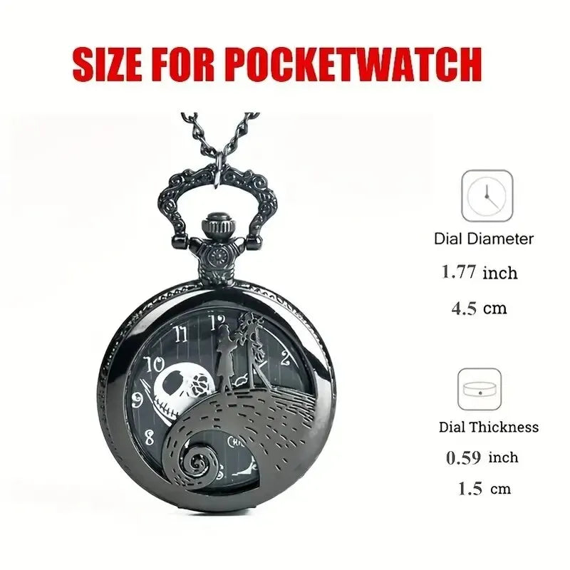 Fashion Lovers Skeleton Quarzt Pocket Watch with Chain Necklace