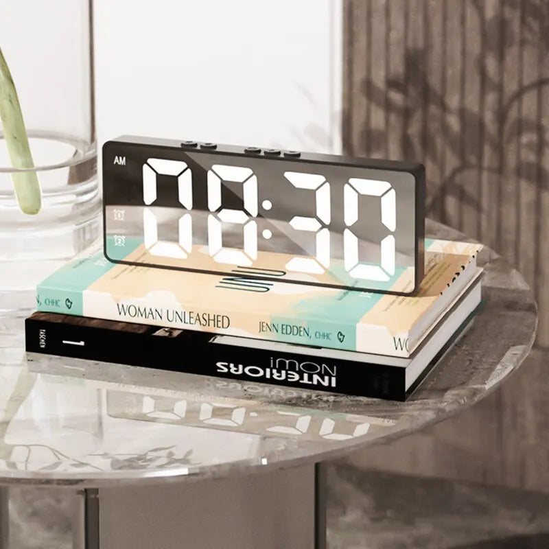 LED Mirror Table Digital Alarm Clock