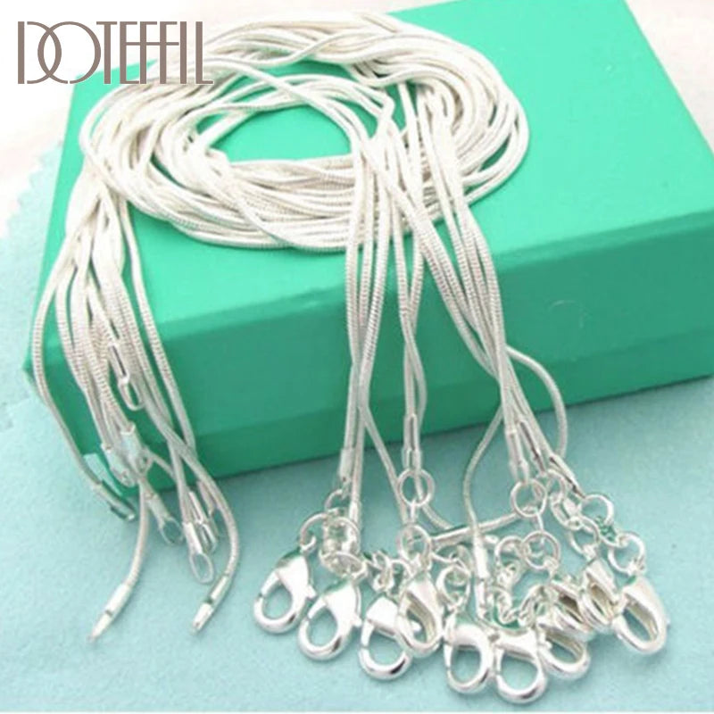 925 Sterling Silver 5 pcs 10pcs Lot 1.2mm Snake Chain Necklace For Woman Man