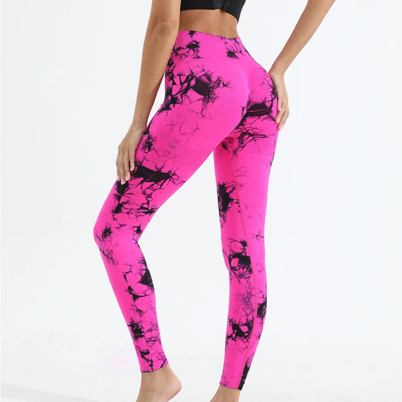 Womens Tiedye Gym Leggings Seamless Mujer Push Up Booty Pants