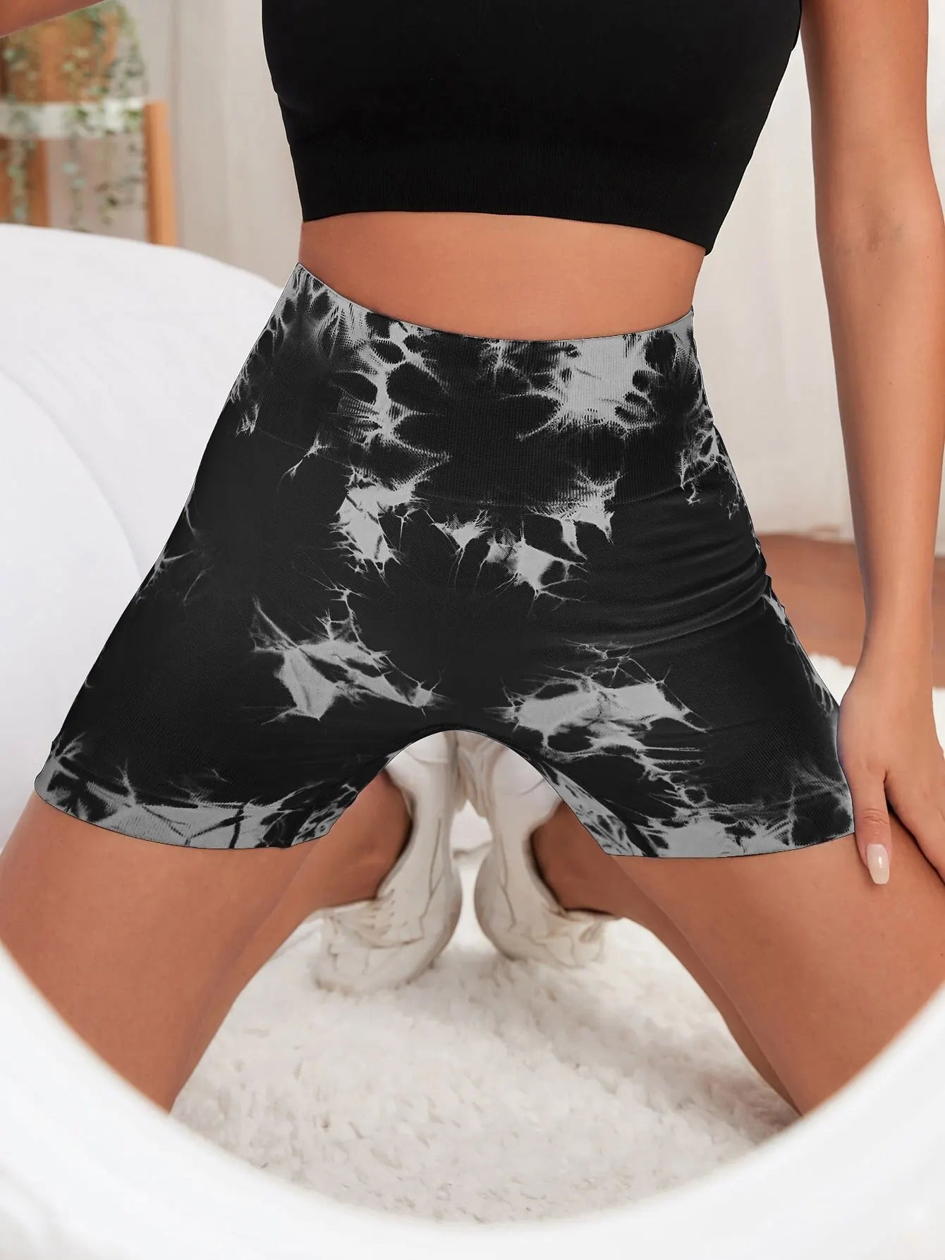 Seamless Tie Dye Style High Waist Yoga Tight Shorts