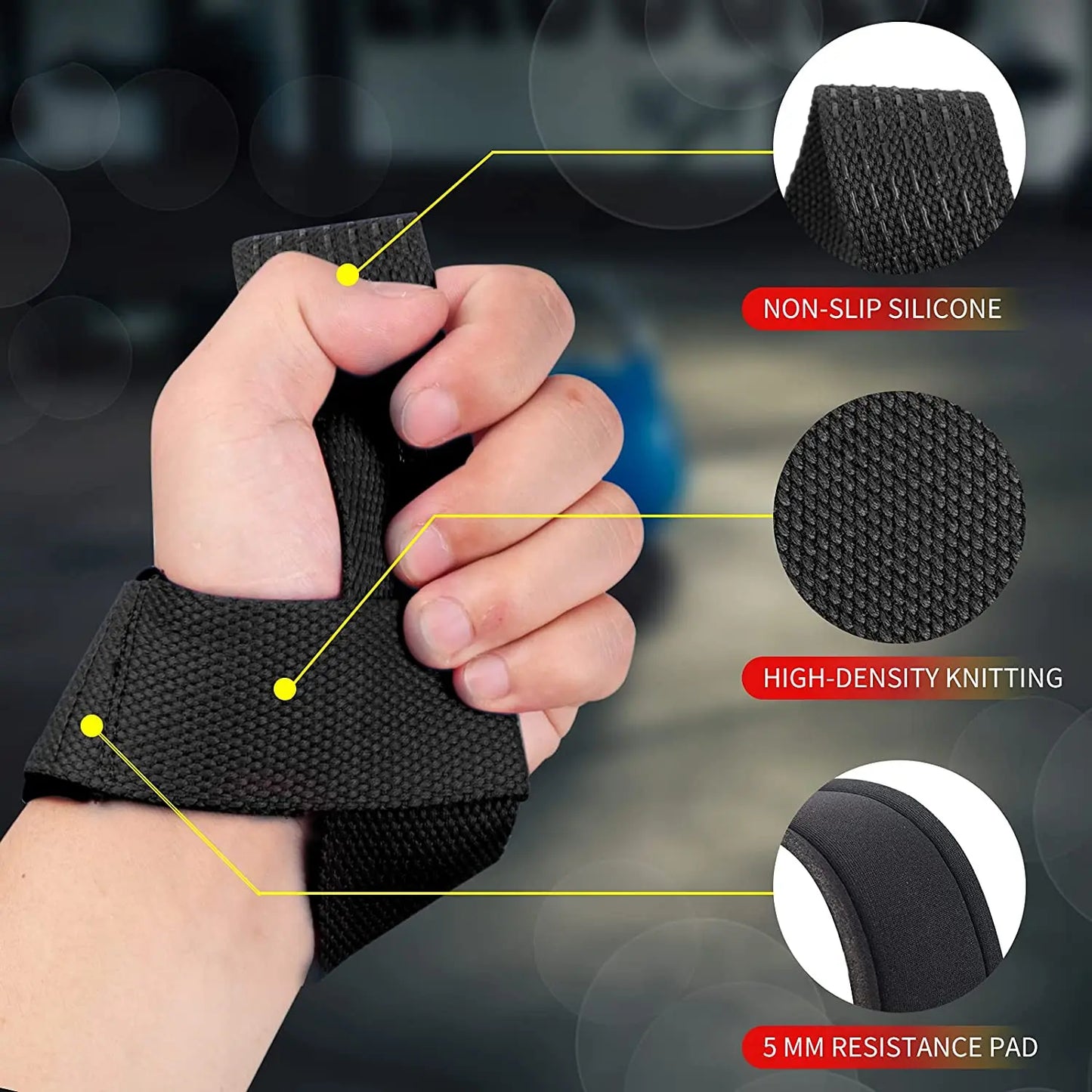 Weightlifting Straps Anti Slip Silicone Lifting Wrist Straps