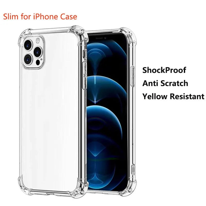 Silicone Clear Shockproof Phone Case For iPhone 15 14 13 12