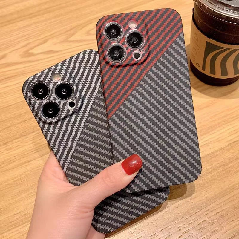 Luxury Ultra Thin Carbon Fiber Texture Matte Case for iPhone 15 14 13 Pro Max