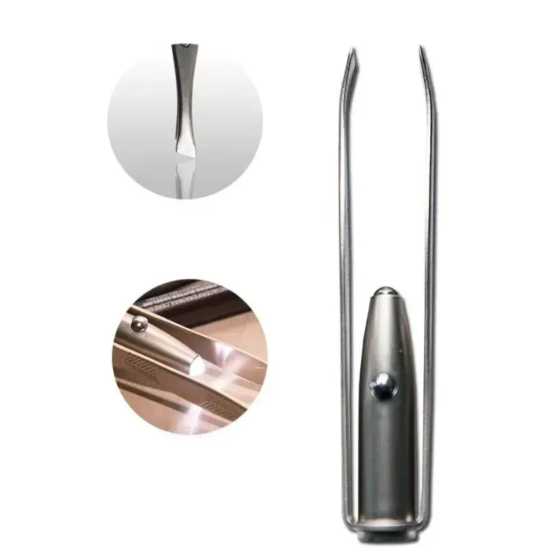 Stainless Steel Eyebrow Hair Remove Tweezer With LED Light