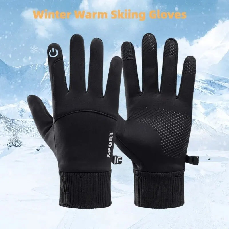 Black Winter Warm Waterproof Cycling Outdoor Fleece Gloves