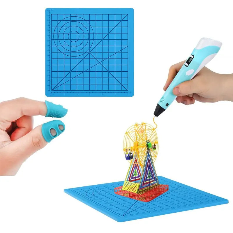 3D Printing Pen Silicone Mat Drawing Pad With Heat Proof Finger Sleeve