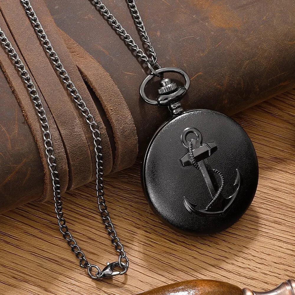 Pirate Anchor Quarzt Pocket Watch Chain Necklace