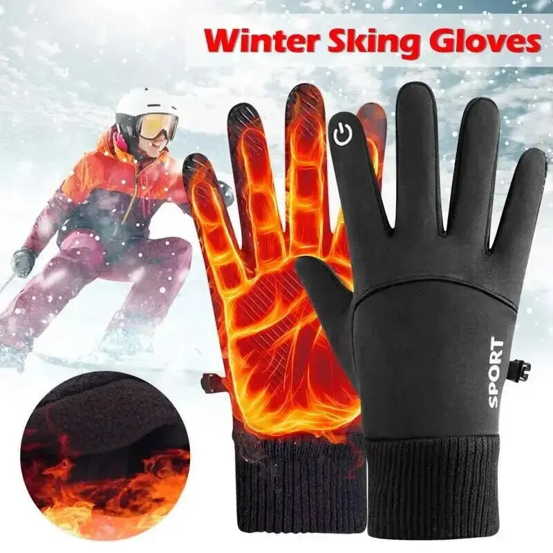 Black Winter Warm Waterproof Cycling Outdoor Fleece Gloves