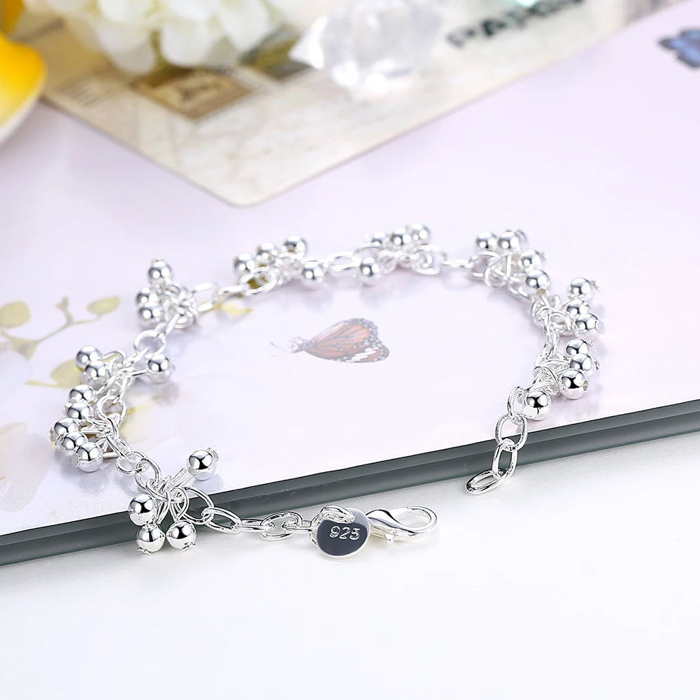 925 Sterling Silver Beautiful Beads Bracelets Neckalce Set for Women