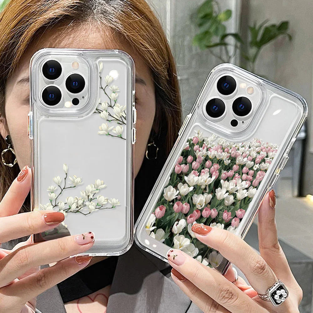 Flower Soft Fundas Phone Case For iPhone 15 14 13 Pro Max